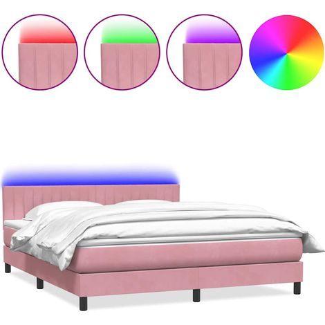 Maison Exclusive - Boxspringbett mit Matratze & LED Rosa 180x210