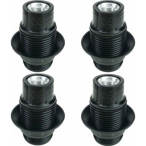 Schwarze E14-Glühbirnenfassung, 4 Stück E14-Sockel, E14-Glühbirnenfassung, massive Glühbirnenfassung, schwarzer Sockeladapter (1/4)