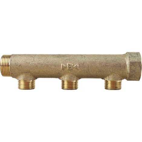 Collecteur mâle femelle 3/4" - 3 départs 1/2" (15/21) - Entraxe 50mm (1/3)