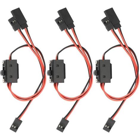 Interrupteur Marche Arrêt 3 Voies - Lot de 3 - Connecteur Futaba et JR - Fil Cuivre Étamé - Pour Modèle Réduit RC (1/5)