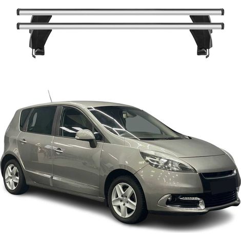 OMAC Barres de toit transversales en aluminium pour Renault Scenic III 2009-2016 – Antivol – Rainure en T – Testées City Crash – Charge Max 50 kg Argent (1/4)