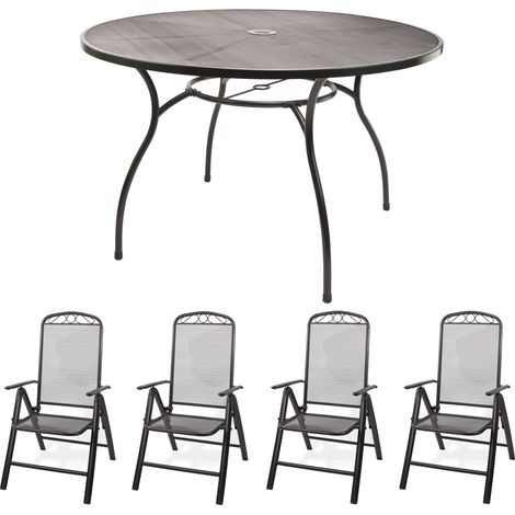 Gartenmöbel Metall ein Tisch rund 120x71cm und vier Stühle (1/5)