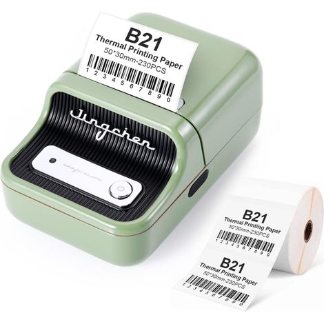 Étiqueteuse connectée Ineasicer B21, 230 autocollants, imprimante thermique Bluetooth de codes-barres et d'adresses, compatible Android et iOS, verte (1/5)