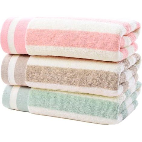 Lot de 3 serviettes de bain, 110x35cm, 100 % coton, ultra-absorbantes et ultra-douces, sauna, la salle de bain et la douche. (1/5)