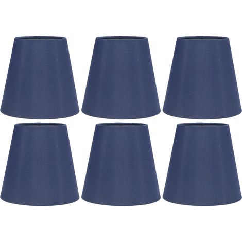 Set mit 6 Stofflampenschirmen, moderner und minimalistischer Stil, gute Lichtdurchlässigkeit, für E14-Glühbirnen (Miniatur) oder Deckenleuchten, A3 02, dunkelblau