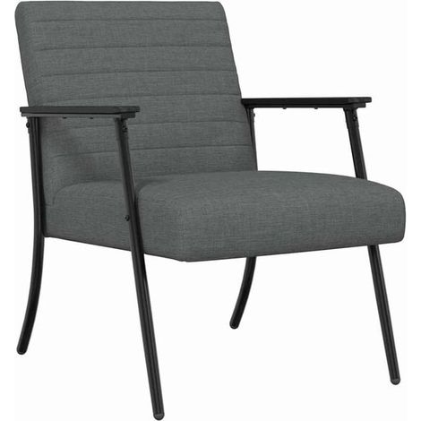 Fauteuil gris foncé, 59 x 75 x 78 cm, recouvert de tissu. (1/5)