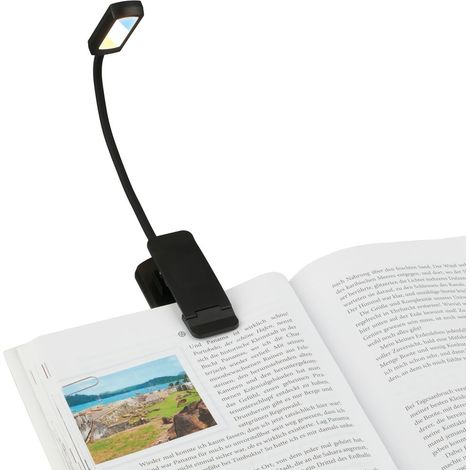 Briloner Lampe à pince sans fil 29 cm 0,45 W 40 lm 2700 K 4000 K 6500 K blanc chaud à blanc lumière du jour dimmable noir - Lampe de lecture bureau salon chambre (1/5)