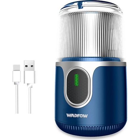 WADFOW Kabellose Kaffeemühle, 90 W, 40 g, Edelstahl, USB-Aufladung, Blau