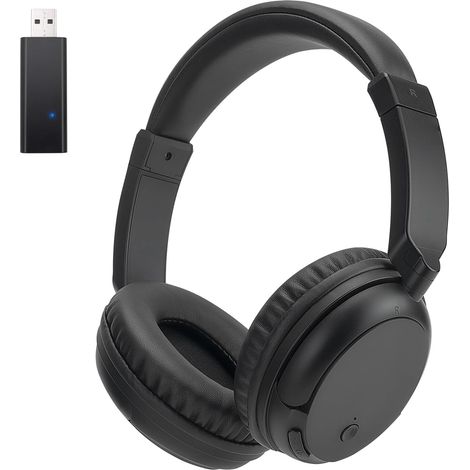 Casque TV sans Fil pour Seniors et Adultes, Casque Supra-auriculaire 2.4G et Bluetooth 5.3 avec Émetteur USB, 10 Heures d'Autonomie Latence Ultra-Faible pour TV, PC et Appareils Audio (1/5)
