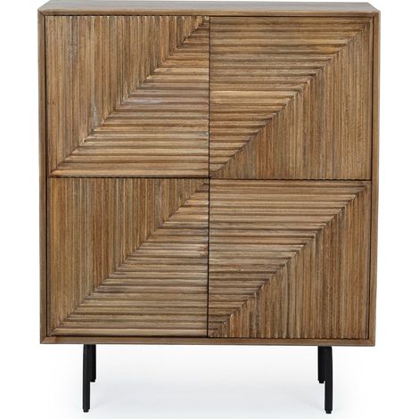 Bahut 4 portes en bois massif naturel de manguier Dary 92cm (1/5)