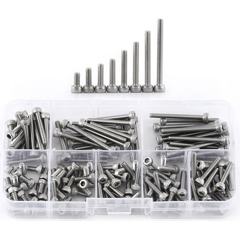 Vis M3 tête cylindrique creuse inox A2 304 filetage métrique lot de 160 vis à six pans creux (1/5)
