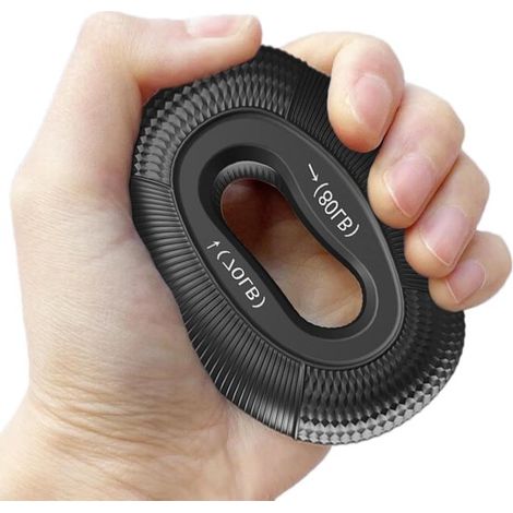 Anello per allenamento della forza di presa - Allenamento per le mani - Rafforzamento dei muscoli della mano - Raddoppia la forza - Diametro 8 cm - Nero (1/5)