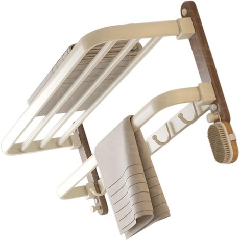 Porte-serviettes mural en bois naturel à plusieurs niveaux, gain de pl (1/5)