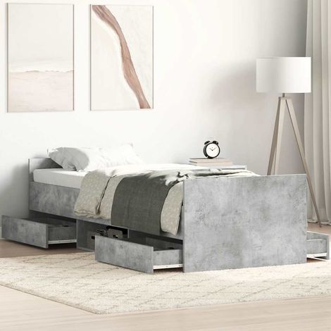 vidaXL Cadre de lit sans matelas gris béton 90x200 cm (1/5)