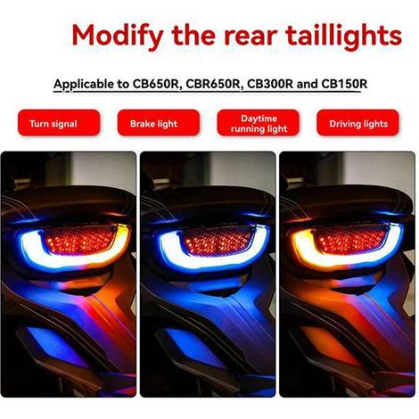 Modification du feu arrière LED pour moto, feu stop, feu arrière, clignotant séquentiel, feu de freinage (1/4)