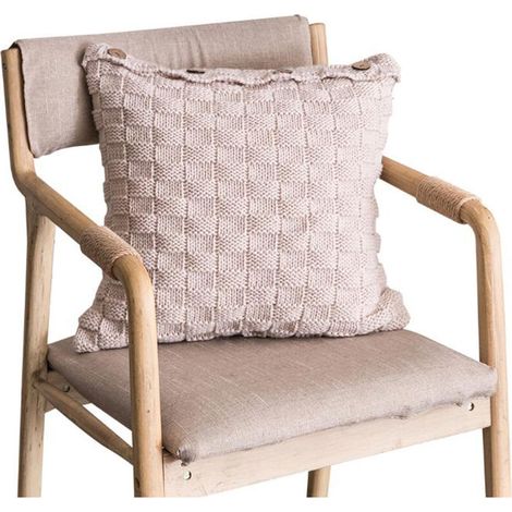 Filiyano – oreiller géométrique tricotée – Taie d'oreiller géométrique tricotée, simple et moderne, beige tissée, coussin de canapé, oreiller de (1/5)