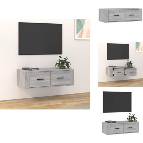 Armoire TV suspendue Sonoma gris 80x36x25 cm Bois d'ingénierie - Meuble Tv Suspendu - Armoire Tv Murale - Meuble Tv Design - Meuble Tv Moderne - Étagère Tv (1/5)