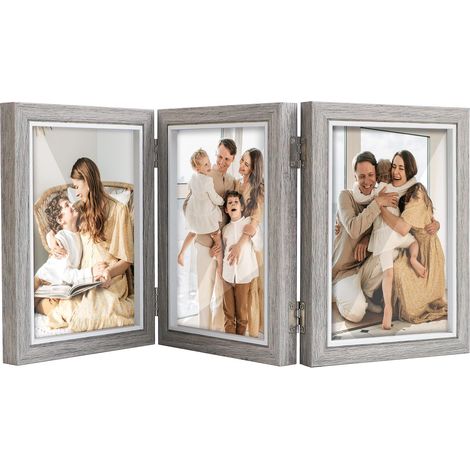 Cadre Photo 13x18 cm Cadre Gris Cadre en Trois Phases Cadre Pliable Bureau Un Cadeau Pour Maman, Mon Ami (1/5)