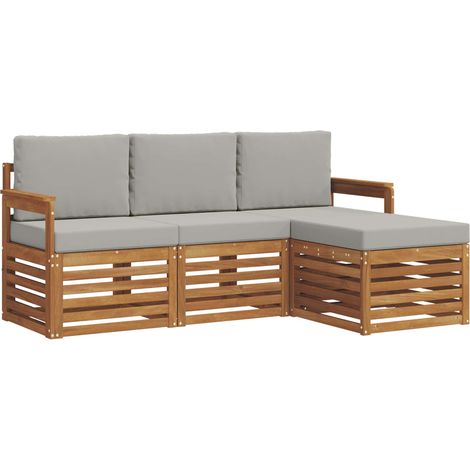 Conjunto de sofás de exterior 4 pcs Gris Natural y Claro vidaXL (1/5)