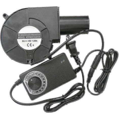 Ventilateur centrifuge 12 V 9733 à vitesse variable pour barbecue et poêle. (1/2)