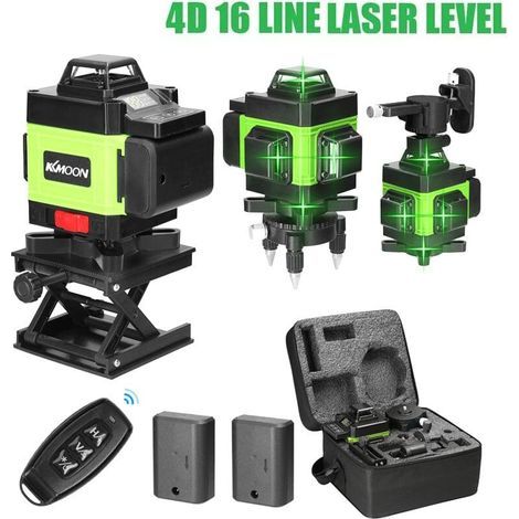 Niveau laser 4 x 360° ,Autonivelant Niveau Laser Vert 4D 16 Line Ligne 3° Laser Verte Horizontal et Verticale avec Batterie Rechargeable 2 2400 mAh (1/5)