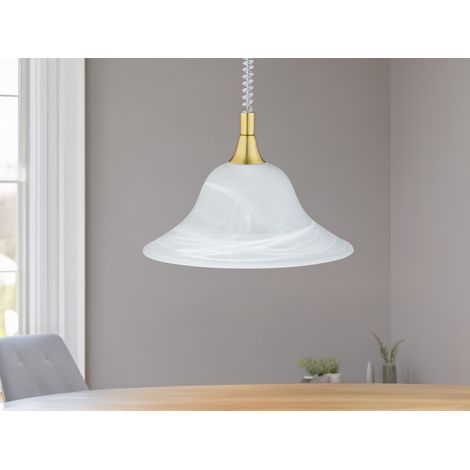 Zugpendelleuchte VIOLA Glas weiß höhenverstellbar Messing, Ø 39cm (1/5)