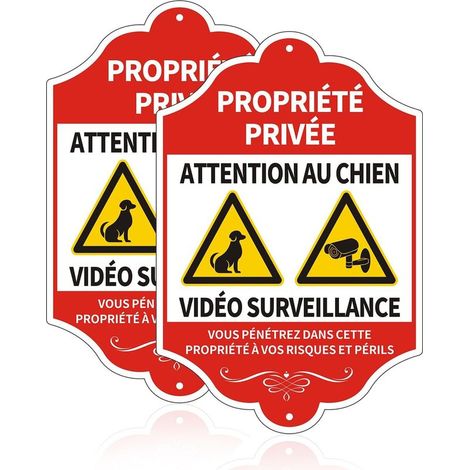 Pieces Private Property Aluminum Surveillance Sign 200x300mm - Beware of Dog, Warning, UV Resistant, Waterproof, Indoor/Outdoor (1/5)