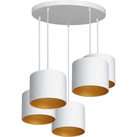 Suspension Arden Luminex Ø58 5xE27 blanc mat or tissu