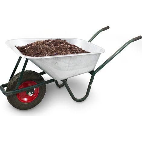 Schubkarre 100L / 250Kg Schubkarren Schiebkarre Bauschubkarre Verzinkt mit PU Rad 4.80/4.00-8 mit Achse (Schwarz) (1/5)