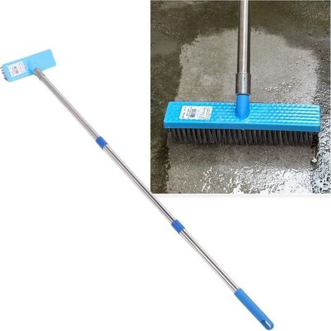 Balai à récurer en acier inoxydable avec manche long et robuste de 120 cm (47,2 po) à longueur réglable, idéal pour nettoyer la mousse, les sols en béton, les joints, les jardins et les patios (1/5)