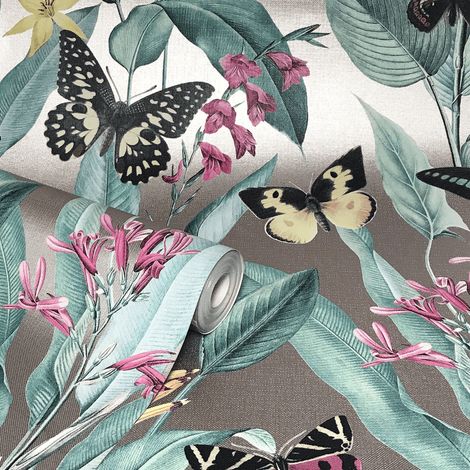 Rasch Metallized Tropique Hummingbird Rose Gold Wallpaper (1/4)