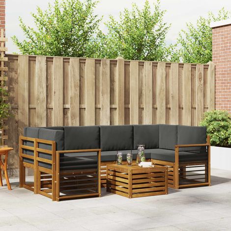Outdoor-Sofagarnitur mit Kissen 7 pcs Natur und Anthrazit (1/5)