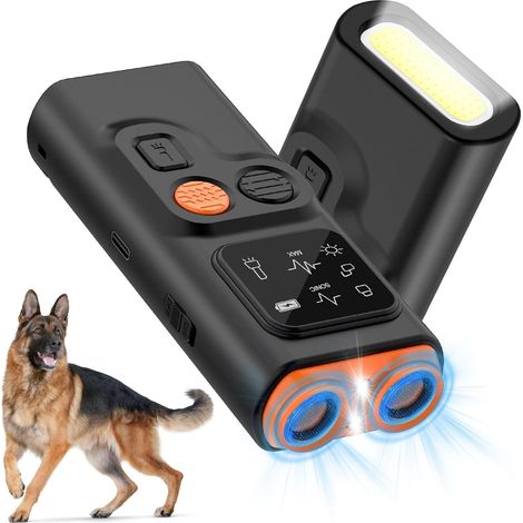 Für doppeltes Ultraschall-Antibellen von Hunden – Bellkontrolle und wiederaufladbar – Ultraschall-Trainingsgerät, Abschreckungsgerät für kleine und große Hunde im Innen- und Außenbereich, 6 m Reichwei (1/5)