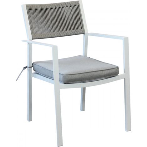 Sedia "Valencia" in alluminio con cuscini per giardino, bar e ristorante -Bianco / Confezione da 2 Pezzi (1/3)