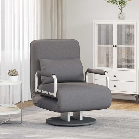vidaXL Silla giratoria y sofá cama tela gris oscuro (1/4)