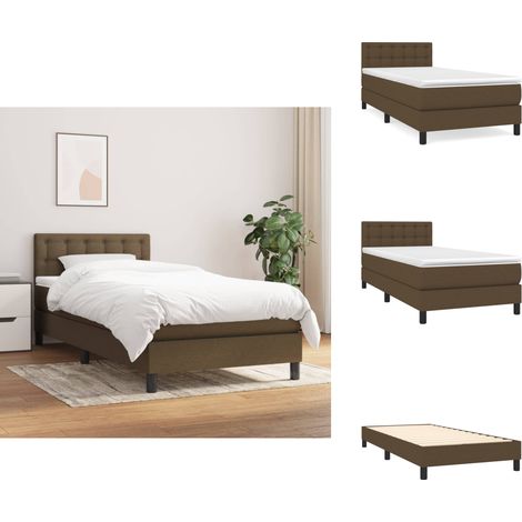 Boxspringbett mit Matratze Dunkelbraun 100x200 cm Stoff - Boxspringbett - Doppelbett - Bettenrahmen - Lattenrost - Matratze (1/5)