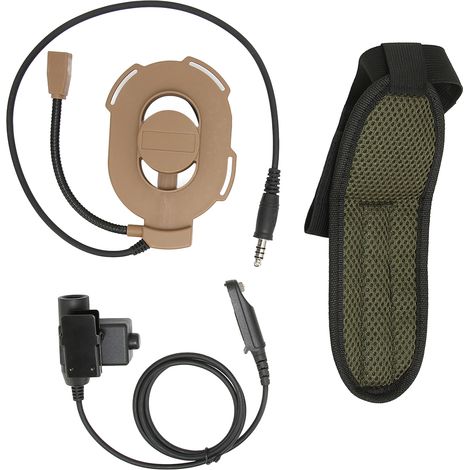Écouteur unilatéral réglable pour casque militaire avec bouton PTT U94 pour Baofeng UV9R UV9R PLUS UVXR BF9700 (marron)