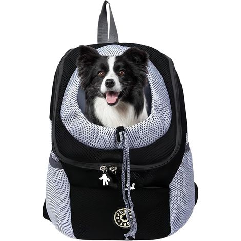 Sac à Dos De Transport pour Chiens Et Chats: Sac à Dos Réglable pour Chiens, Respirant Et Réglable Sacs à Doss pour Chien, Sacs à Doss Pliable pour Petits Chienss 3-5 kg (Noir) (1/5)