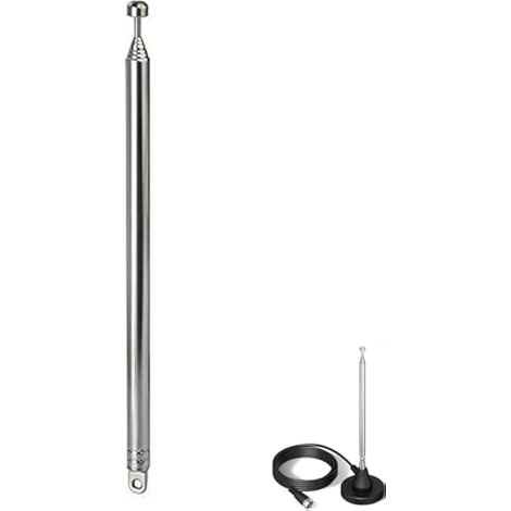 Antenne radio portable de rechange - 7 sections - 110 cm - Compatible avec TV ATSC DVB-T DVB-T2 - Radio intérieure portable - Récepteur stéréo Bluetooth AV Audio Vedio Home Cinéma (1 pièce) (1/4)