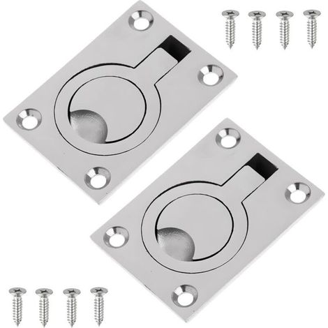 2 PACKS Loquet de Plancher de Bateau Poignée de Traction à Anneau en Acier Inoxydable Trappe de Pont Pour Bateau Dériveur Yacht Etc Accessoires Marins 62x44MM (1/4)