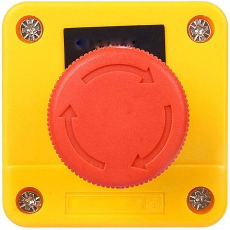 Boîtier de commande 10a, bouton-poussoir de verrouillage d'arrêt, interrupteur d'urgence, boîtier en plastique et métal, étiquette rouge en forme de champignon, station de commande à bouton-poussoir d (1/4)