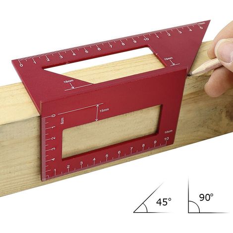 Squadra da falegnameria in alluminio – Righello a T ad angolo 45°/90° con goniometro integrato, precisione professionale