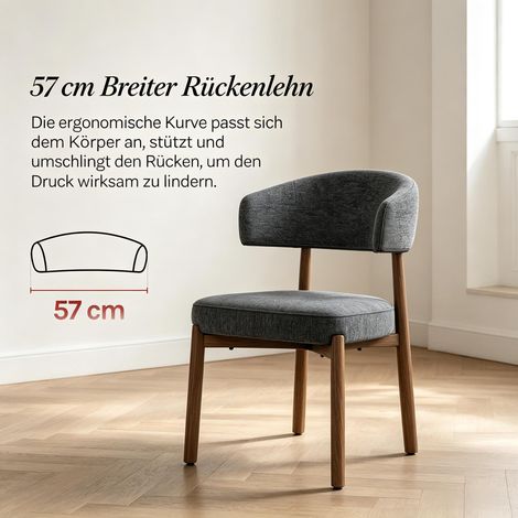 Chaise design arrondie, siège d'appoint confortable pour salle à manger, lot de 2 fauteuils élégants aux formes douces (1/5)