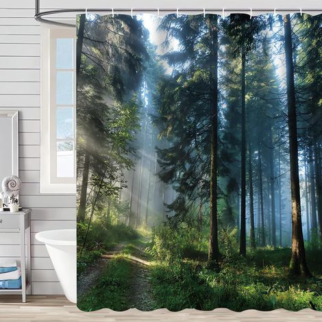 Duschvorhang 240x180cm Sunshine Forest Wasserabweisend Polyester Badezimmer (1/5)