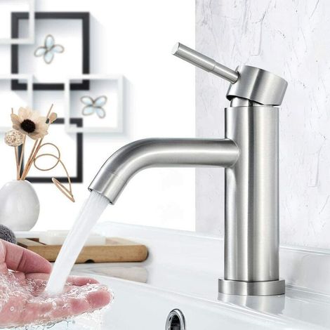 Mitigeur de lavabo Robinet de lavabo en acier inoxydable brossé mat (1/4)