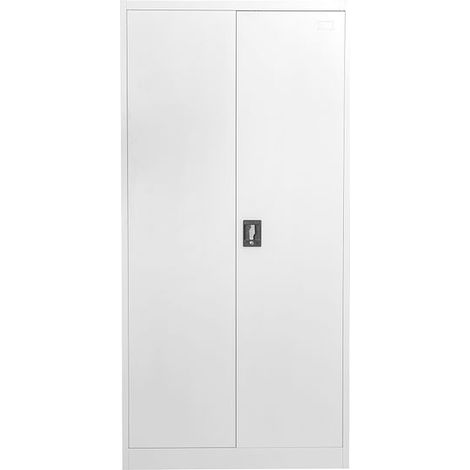 White Stainless Steel Filing cabinet with 4 shelves - 2 Door Lockable Filing Cabinet - Tall Metal Office Storage Cupboard Organiser - Heavy Duty Metal Shelving Unit (40D x 90W x 185H) (1/5)