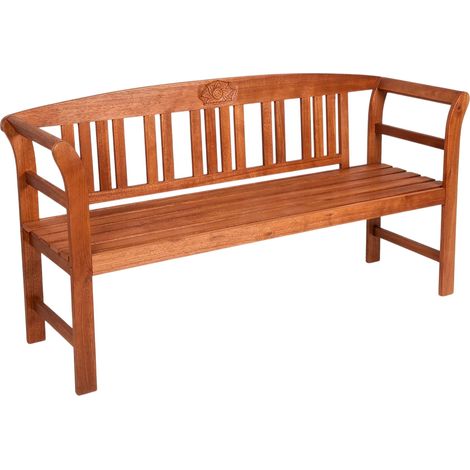 Banc de jardin en eucalyptus HARLAND avec rose - 157 cm / 3 places - Banc en bois FSC