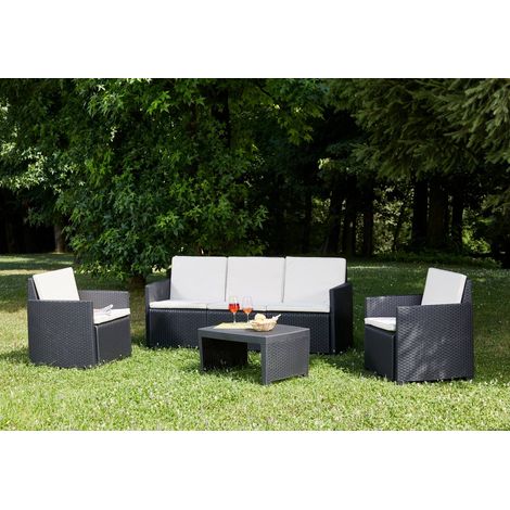 PROGARDEN tresillo stromboli 4 piezas 10 cojines antracita conjunto (1/3)