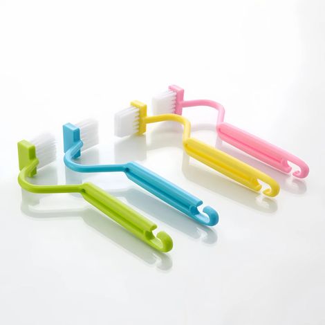 Brosse Bord De Jante Toilette,Brosses de Toilettes Type V,Brosses de Nettoyage Multifonction,4PC Brosse de Toilette Balai WC pour Coins de Toilettes Poignée Incurvée (1/5)