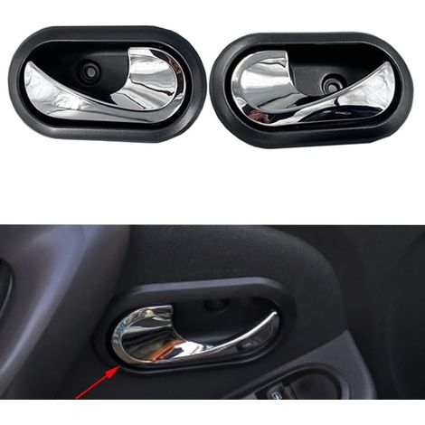 Kit de poignée de porte intérieure automobile haute résistance pour 8200733847 8200733848 Logan Dacia Duster,gauche et droite, une paire, poignées de rechange chromées et noires (1/5)